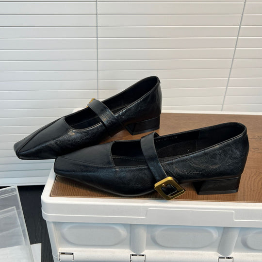 Damen elegante Ballerinas mit modischem Riemen und geschmackvoller Schnalle R&B