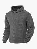 Herren nan strukturierter Schlauchkragen-Pullover mit Kapuze und Waben-Jacquard R&B