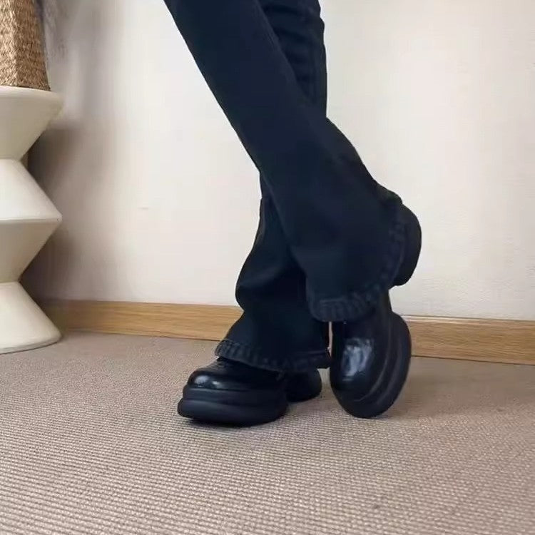Damen Chunky Leder Sneakers mit praktischem Reißverschluss R&B