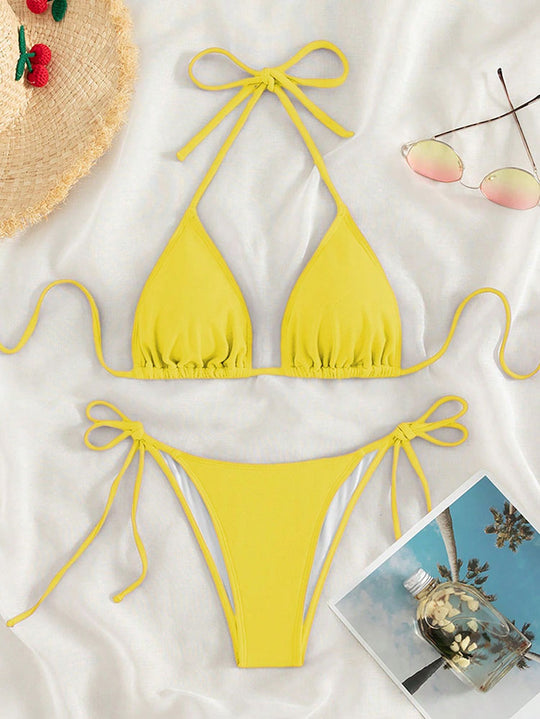Damen Triangel-Bikini mit verstellbaren Bindebändern und femininem Schnitt R&B