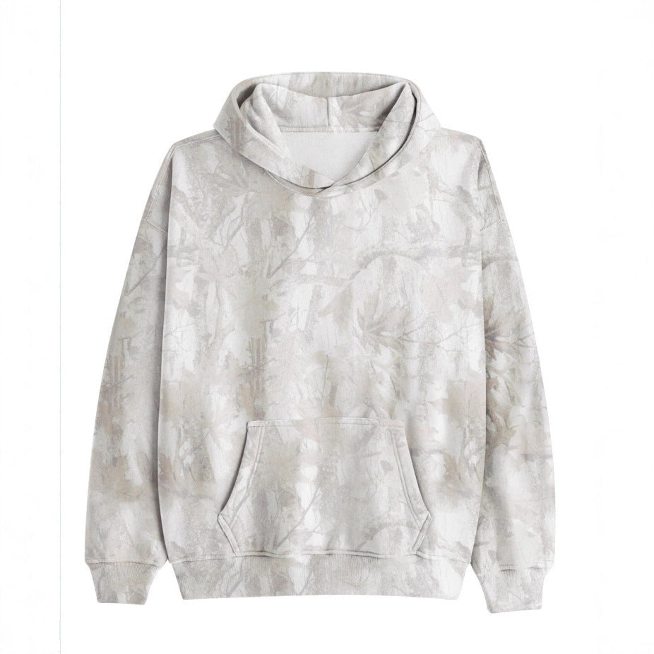 Unisex nan lockerer Kapuzensweat mit dezenter Blätterstruktur, doppelter Kapuze ohne Kordelzug und Kängurutasche R&B