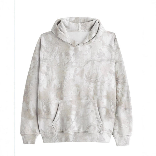 Unisex nan lockerer Kapuzensweat mit dezenter Blätterstruktur, doppelter Kapuze ohne Kordelzug und Kängurutasche R&B