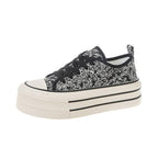 Damen Plateausneaker mit kreativem Muster und stabiler Gummisohle R&B