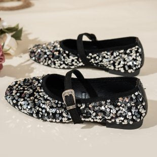 Damen Glitzernde Ballerinas mit verstellbarem Riemchen R&B
