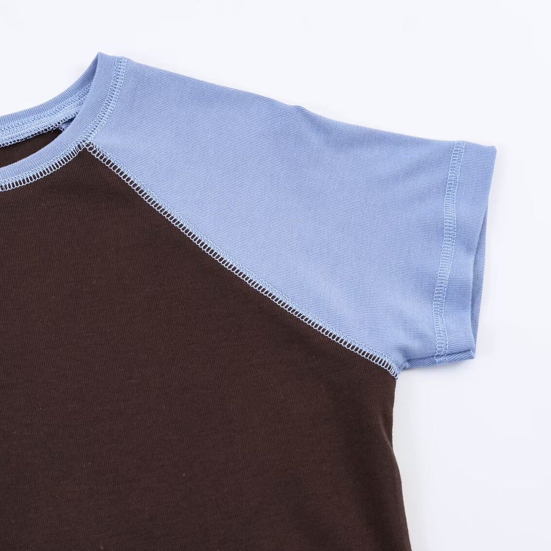 Damen Sportliches T-Shirt mit Kontrastärmeln und lässigem Schnitt R&B