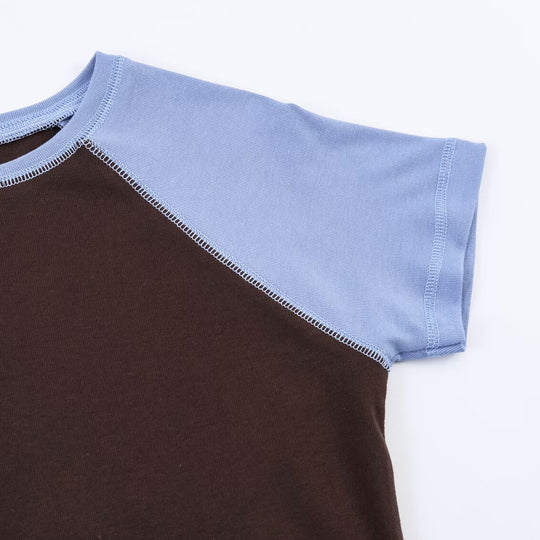 Damen Sportliches T-Shirt mit Kontrastärmeln und lässigem Schnitt R&B