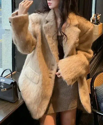 Damen Oversized Wollmantel R&B