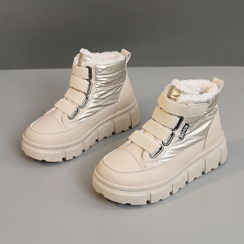 Damen gefütterte Winterstiefel mit robustem Gummi-Profil und verstellbarem Klettverschluss R&B