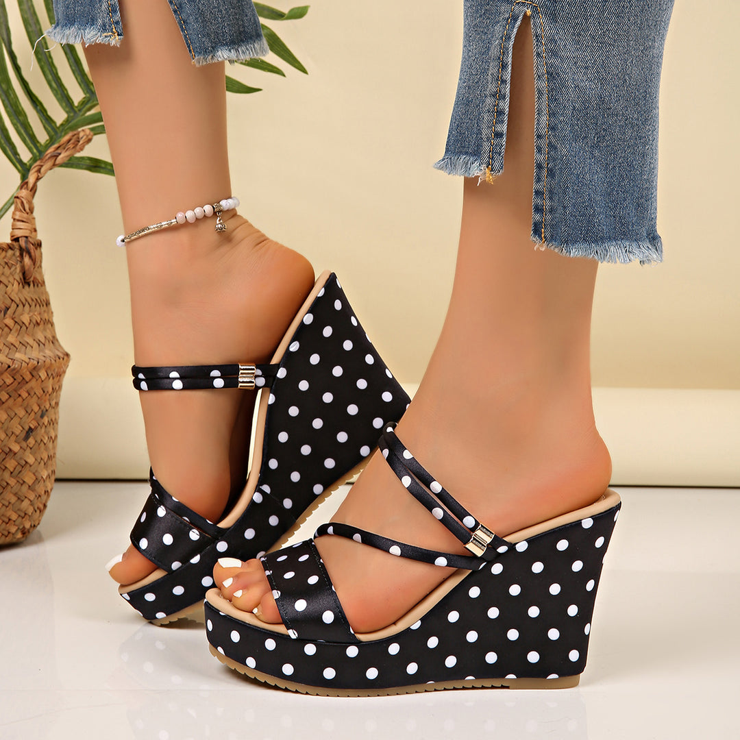 Damen Wedge-Sandalen mit modischem Punktedesign R&B