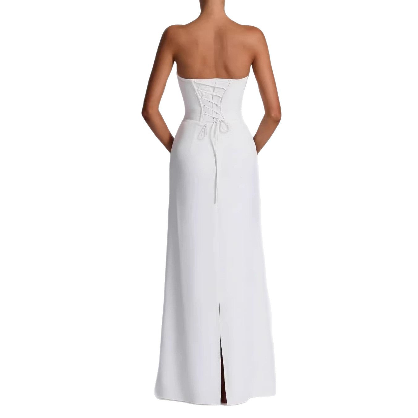 Damen Elegantes Hochzeitskleid mit schulterfreiem Design und Spitzenärmeln