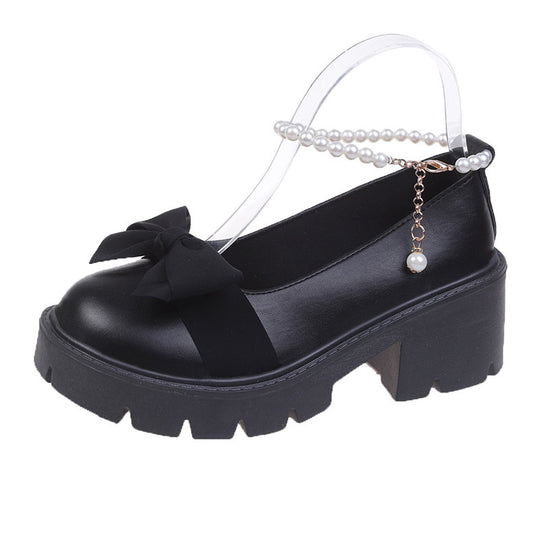 Damen elegante Plateau-Sandalen mit verspieltem Schleifen-Design und perlenbesetztem Riemen R&B