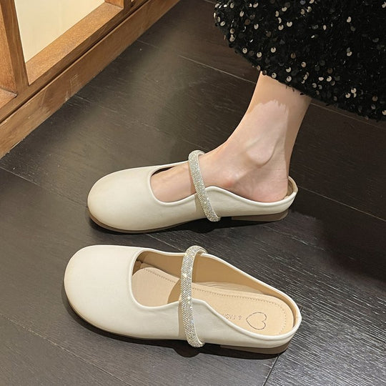 Damen elegante Mules mit funkelndem Riemen R&B