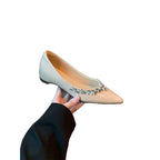 Damen elegante spitze Ballerinas mit funkelndem Strassbesatz R&B