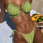 Damen Triangel-Bikini mit Rüschendetails und verstellbaren Trägern