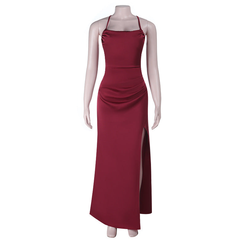 Damen Elegantes Maxikleid mit raffiniertem Schlitz und glattem Obermaterial R&B