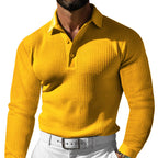 Herren Langarm-Poloshirt mit strukturiertem Design und klassischem Kragen R&B
