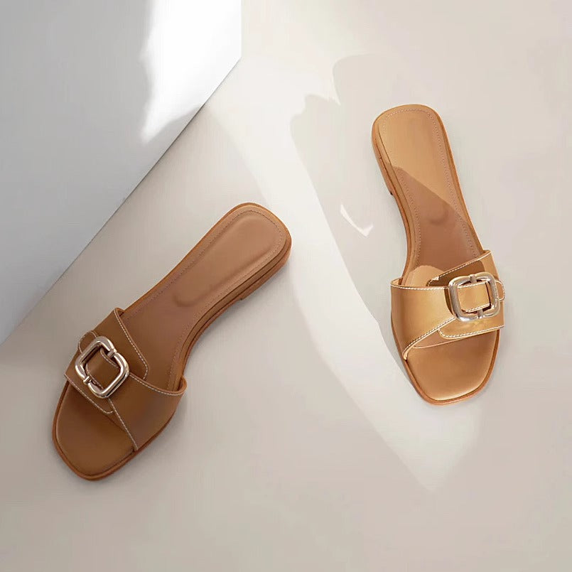 Damen elegante Mules mit modischem Schnallenakzent R&B