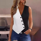 Damen asymmetrisches Hemdwesten-Design mit Knopfdetails
