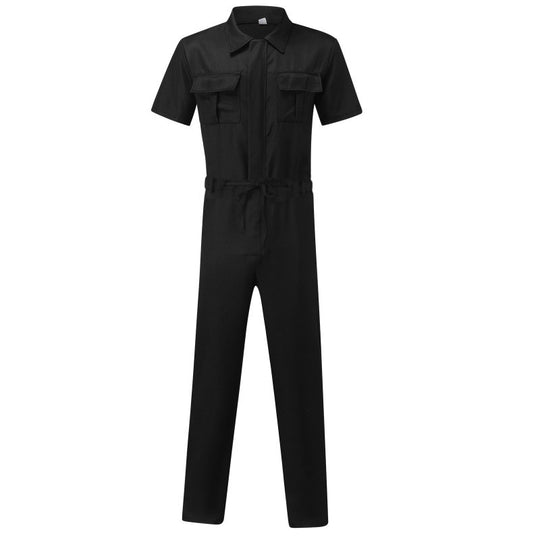 Herren nan Kurzarm-Arbeits-Overall mit Taillengürtel und Brusttaschen R&B