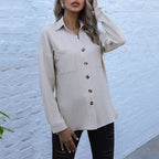 Damen Strukturierte Bluse mit Knopfdetail und Brusttaschen