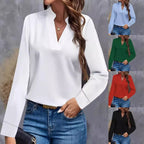 Damen Bluse mit Stehkragen und langen Ärmeln R&B