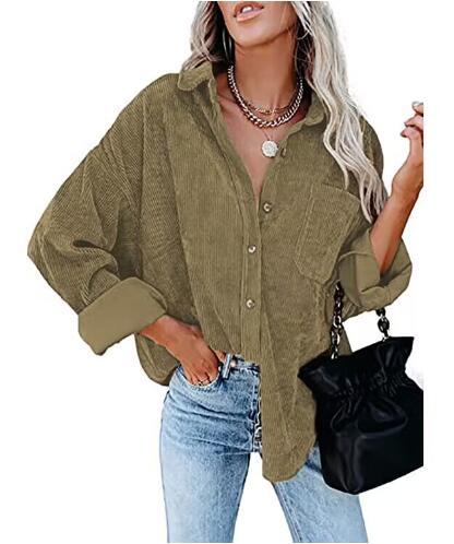 Damen lässige Cordhemdbluse R&B