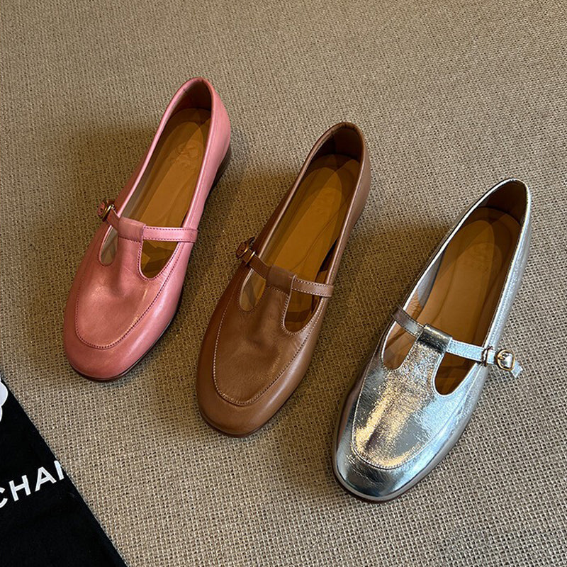 Damen elegante Mokassins mit dekorativem Riemen und glänzender Oberfläche R&B