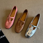 Damen Ballerinas mit elegantem Riemchen und glänzender Oberfläche R&B