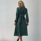 Damen Hemdkleid mit elegantem V-Ausschnitt und Knopfdetails R&B