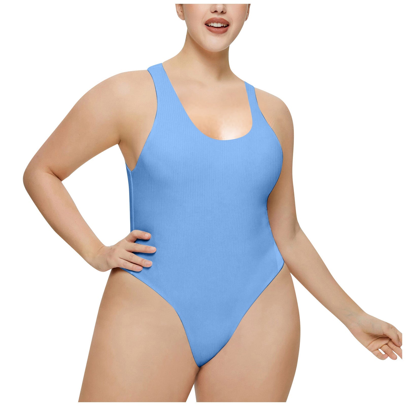 Damen Hochgeschnittenes Rib-Badeanzug R&B