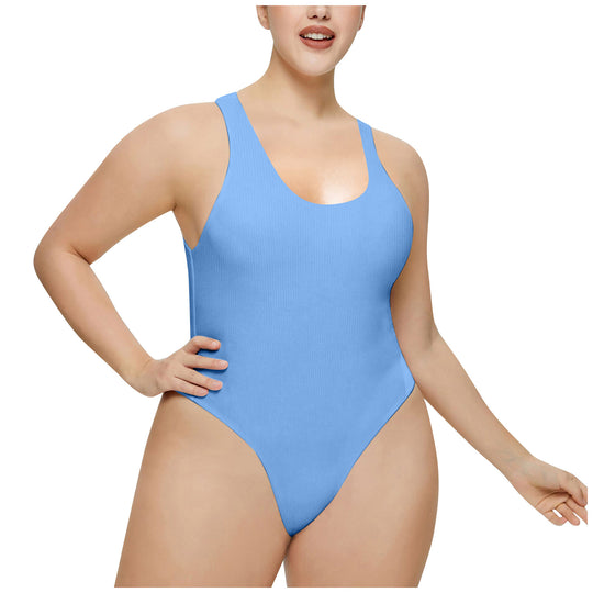 Damen Hochgeschnittenes Rib-Badeanzug R&B