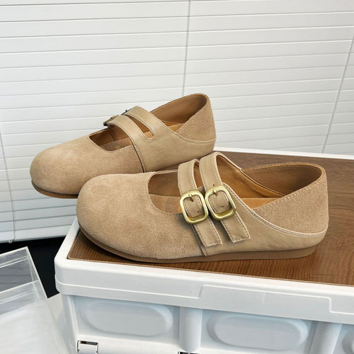 Damen Komfortable und stilvolle Ballerinas mit dekorativen Schnallen R&B