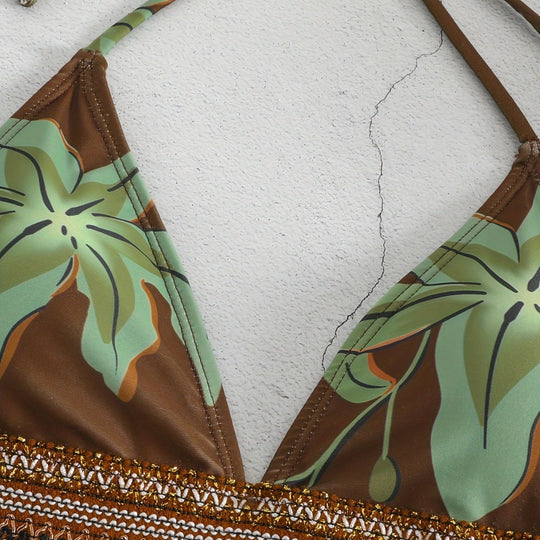 Damen Triangel-Bikini mit floralem Muster und komfortablem Tragekomfort R&B