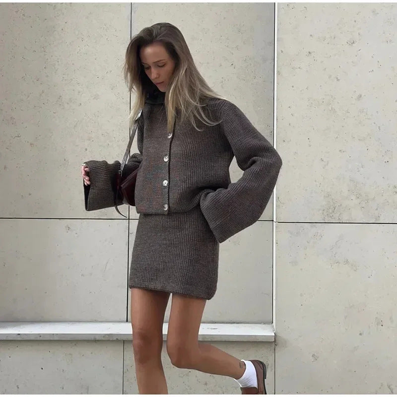 Damen Strickpullover und Rock Ensemble R&B
