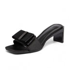 Damen elegante Sandaletten mit breitem Blockabsatz und modischem Schleifendetail R&B