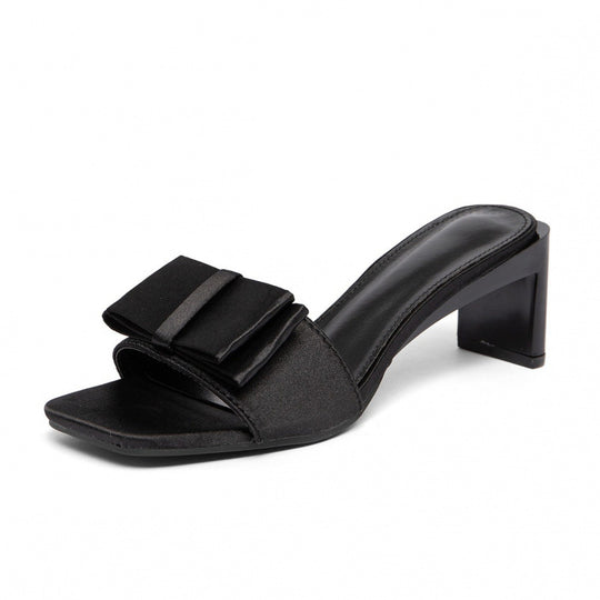 Damen elegante Sandaletten mit breitem Blockabsatz und modischem Schleifendetail R&B