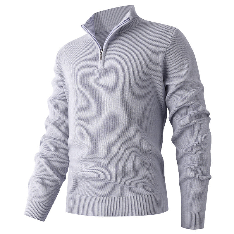 Herren leichter Stehkragenpullover mit Reißverschluss