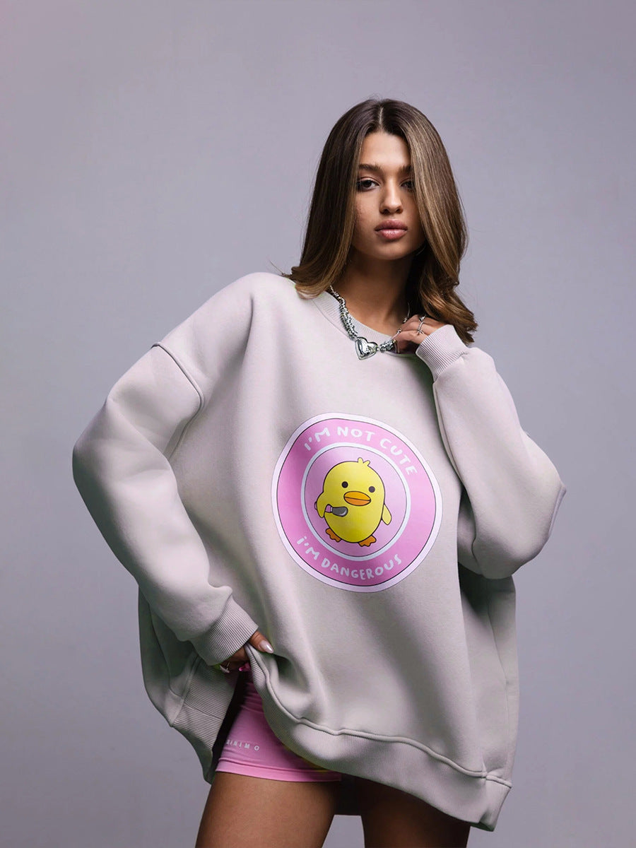 Damen lässiger Sweatshirt mit kontrastivem Druck R&B