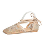 Damen elegante Netzsandalen mit verstellbarem Schnürsystem und rutschfester Sohle R&B