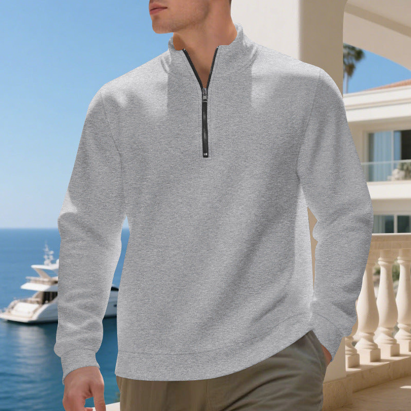 Herren sportlicher Pullover mit halbem Reißverschluss und atmungsaktiver Struktur R&B