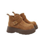 Damen Stylische Plateaustiefel mit modischem Schnallenverschluss R&B