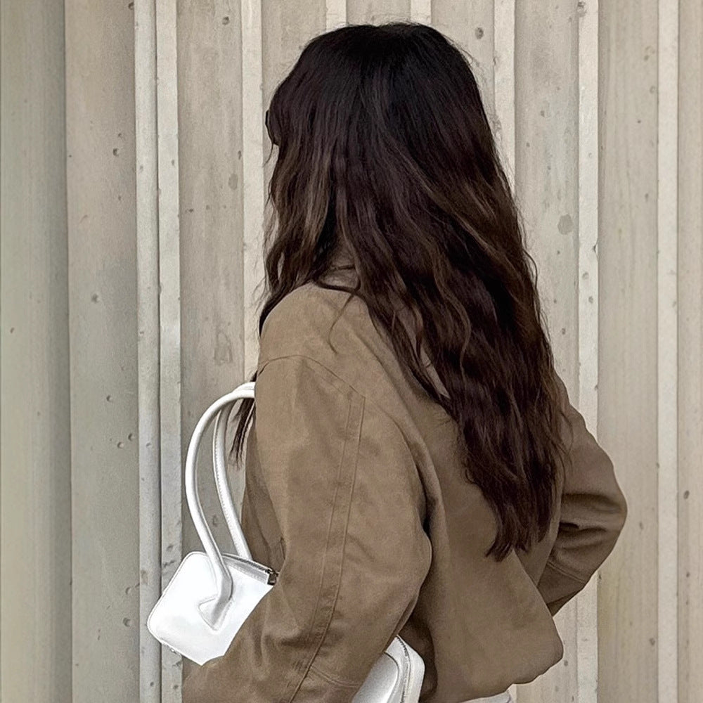 Damen lässige Wildlederjacke im Oversized-Schnitt R&B