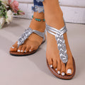 Damen Flache geflochtene Sandalen mit dekorativen Riemen R&B