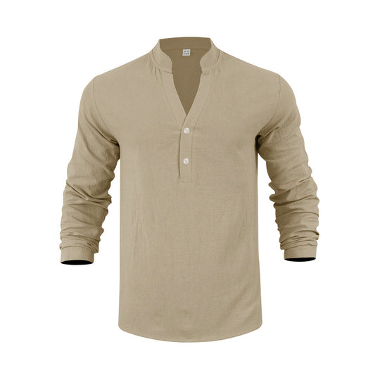 Herren Langarm-Henley-Shirt mit praktischem Knopfdesign und lässiger Passform R&B