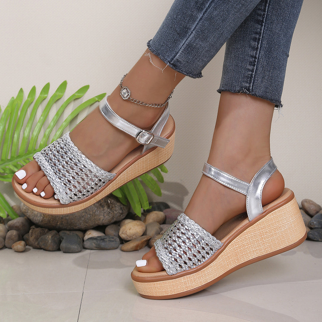 Damen Plateau Sandalen mit geflochtenem Riemen R&B