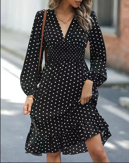 Damen Viskose Maxikleid mit voluminösen Ärmeln und Rüschensaum Heidi-Mode