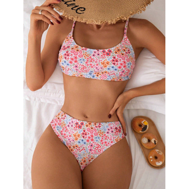 Damen High-Waist Bikini-Set mit floralem Design und komfortablen Trägern R&B