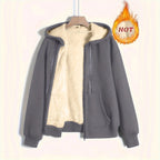 Damen kuschelige Fleecejacke mit Reißverschluss und Kapuze