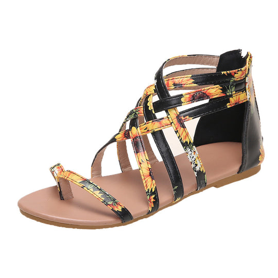 Damen Sommerliche Zehentrenner Sandalen mit floralem Design R&B