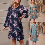 Damen Blusenkleid mit floralem Design und voluminösen Ärmeln R&B